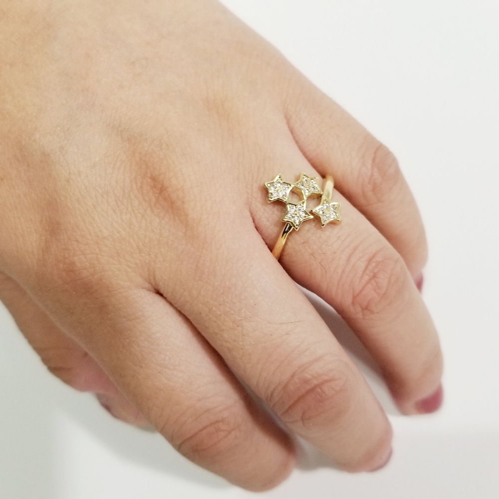 New 18K Gold Plated Rhinestones stars adjustable Women's Ring.
